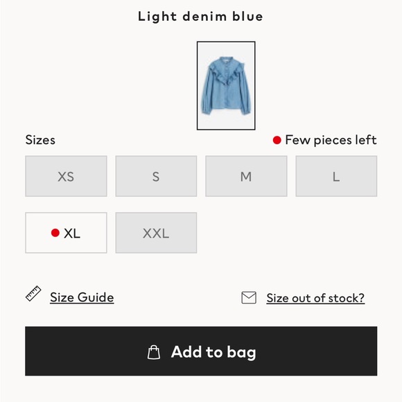 H&M FLOUNCE-TRIMMED BLOUSE Sz L - Picture 5 of 5